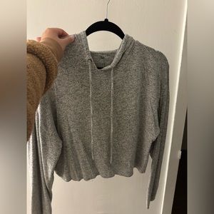 Grey Cropped Hoodie
